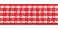 Polyester Gingham Ribbon. 25mm x 10m. Red.