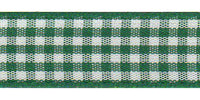 Polyester Gingham Ribbon. 25mm x 10m. Hunter Green.