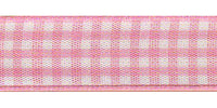 Polyester Gingham Ribbon. 25mm x 10m. Rose.