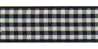Berisfords Gingham Ribbon. 40mm wide x 20m Roll. Black.