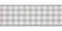 Berisfords Gingham Ribbon. 40mm Wide x 20m Roll. Steel.