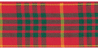 Berisfords Woven Tartan Ribbon. 7mm Wide x 25m Roll. Cameron.