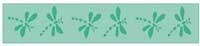 Celebrate Organdie Dragonfly. 25mm x 3m. Green on Green.
