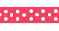 Celebrate Grosgrain with Spots Ribbon. 9mm x 5m. Hot Pink.