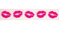 Celebrate Organdie Lips Ribbon. 25mm x 3m. Hot Pink on White.
