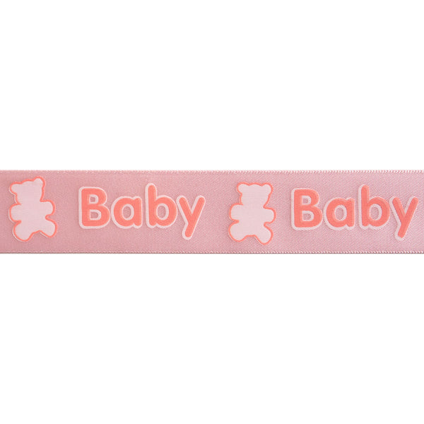 Bebe Ribbon Celebrate Baby and Teddy Ribbon. 25mm x 3m. Baby Pink and White. – Sew ...