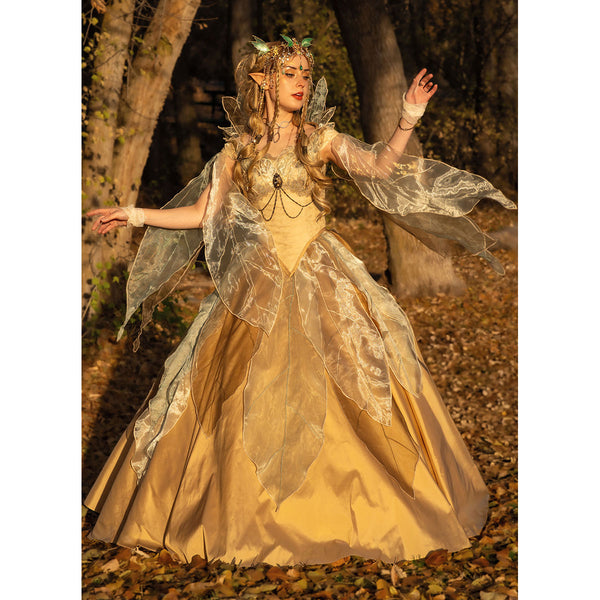 sachin and babi light blue dress portrait of a young girl in a fairy dress in the forest Stock Photo