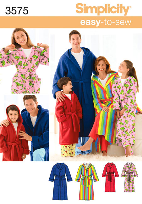 Unisex Child‚ Teen and Adult Robe Simplicity Pattern 3575. Size XS to ...
