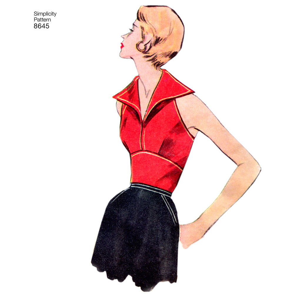 Misses Vintage Tops Simplicity Sewing Pattern 8645 – Sew Essential