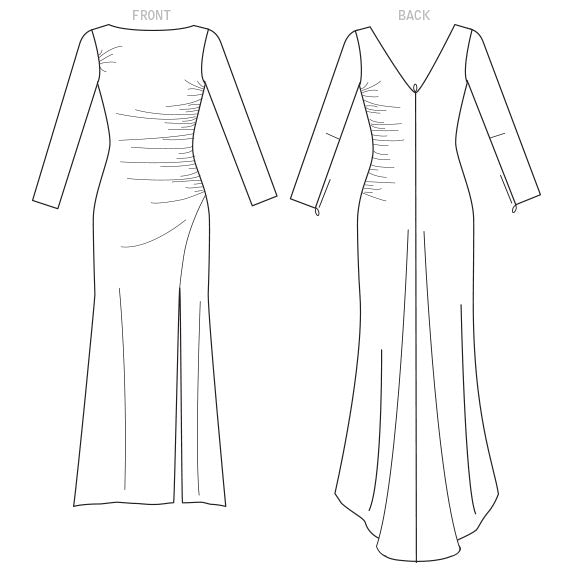 Misses Side-Gathered‚ Long Sleeve Dress with Beaded Cuffs Vogue Sewing Pattern 1520 – Sew Essential