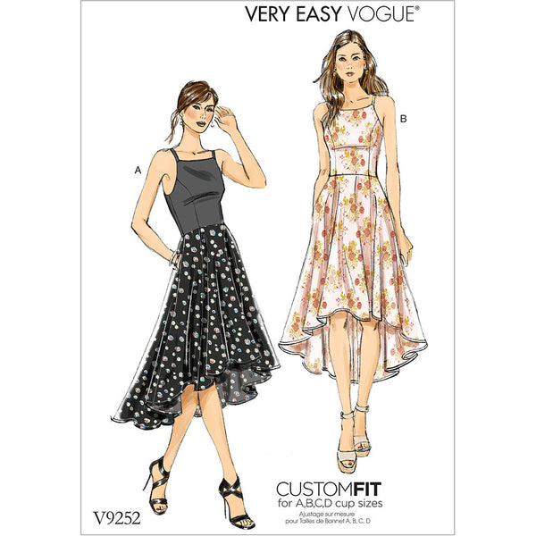 Misses Princess Seam High-Low Dresses with Pockets Vogue Sewing Pattern  9252 – Sew Essential