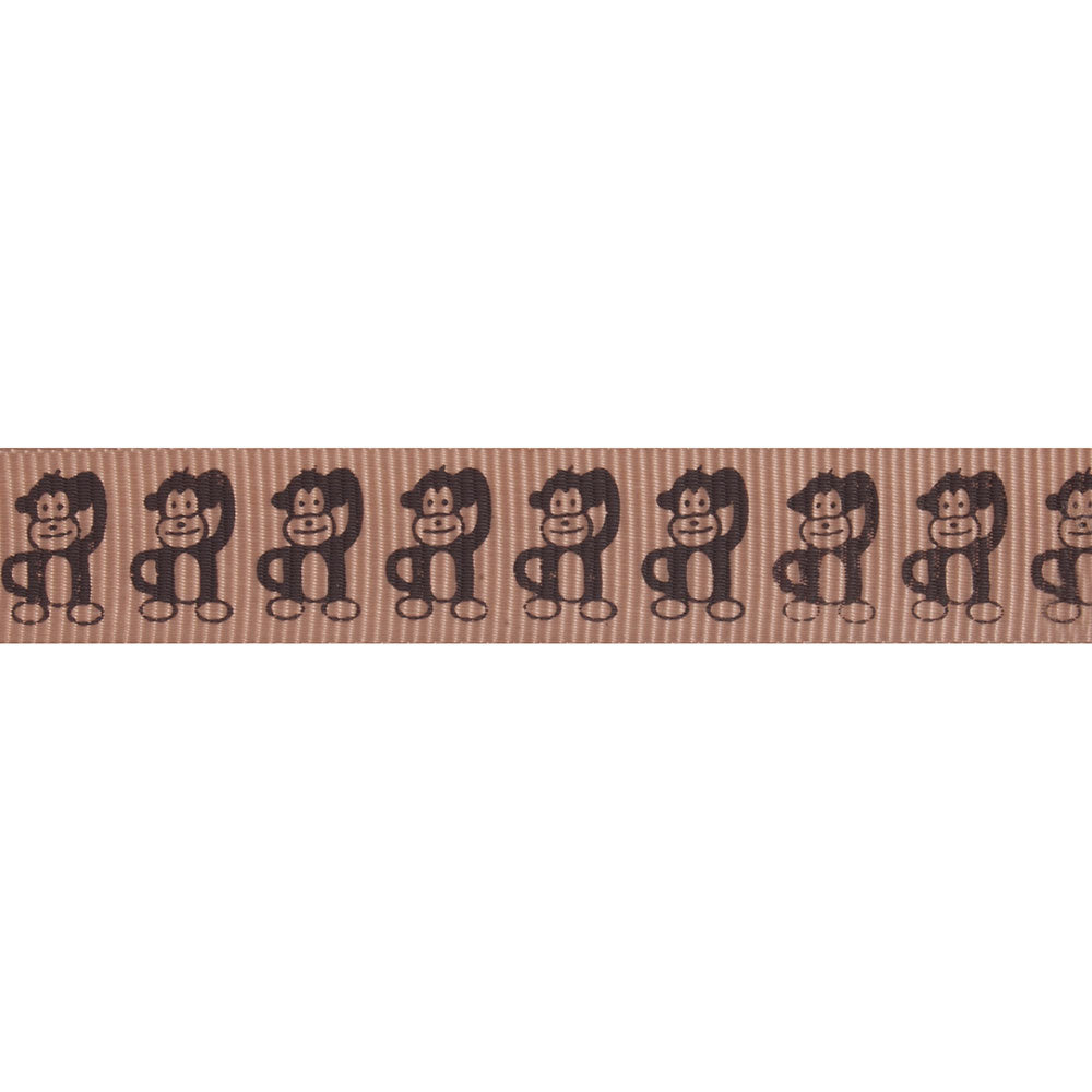 Bowtique Monkey Print Grosgrain Ribbon. 15mm x 5m Roll. Brown. – Sew ...