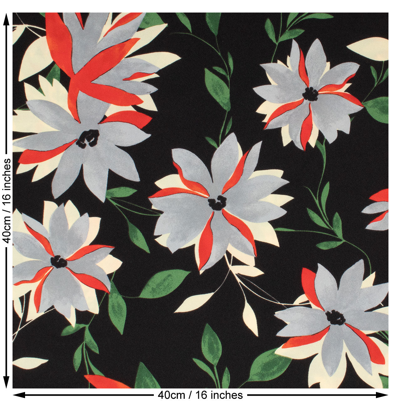 Floral Print Polyester Woven Fabric. Black and Multi. – Sew Essential