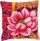 Vervaco Printed Cross Stitch Cushion Kit. Pink Flower 1.