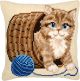 Vervaco Kitten in Basket Cross Stitch Cushion Kit