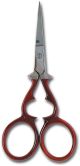 Hemline Victorian Embroidery Scissors. 96mm (3-3/4 inch)Red
