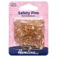 Hemline Brass Safety Pins. Assorted Sizes. Qty 100
