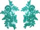 Glitzy Lace Sew-On Motifs. 2 Pack. Turquoise.