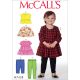 Toddlers Gathered Tops, Dresses and Leggings McCalls Sewing Pattern 7458. Age 6m to 4y.