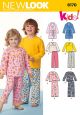 Toddlers and Childs Pyjamas New Look Sewing Pattern No. 6170. Age 1/2-8.