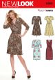 Misses Mock Wrap Knit Dress New Look Sewing Pattern No. 6301. Size 8-20.