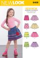 Childs Pull-On Skirts New Look Sewing Pattern No. 6409. Age 3 to 8 years.