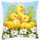 Vervaco Ducklings with Daisies I Cross Stitch Cushion Kit