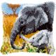 Vervaco Elephant Baby and His Mother Latch Hook Cushion Kit