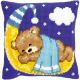 Vervaco Teddy On The Moon Blue Cross Stitch Cushion Kit