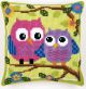 Vervaco Printed Cross Stitch Cushion Kit. Owls.