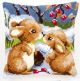 Vervaco Printed Cross Stitch Cushion Kit. Snow Rabbits.