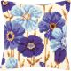 Vervaco Printed Cross Stitch Cushion Kit. Blue Flowers.