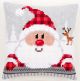 Vervaco Printed Cross Stitch Cushion Kit. Santa in a Plaid Hat.