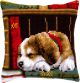 Vervaco Printed Cross Stitch Cushion Kit. Dog Sleeping.