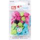 Prym Non-Sew Snaps. Plastic Flower 13.6mm Turquoise/Green/Pink. Qty 21