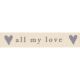 Berisfords All My Love Ribbon. 15mm Wide x 20m Roll. Natural and Grey.