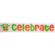 Celebrate Satin Present Ribbon. 25mm x 3m. Green and Baby Pink on White.