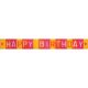 Celebrate Birthday Squares Ribbon. 15mm x 3.5m. Yellow , Orange and Pink.