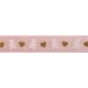 Celebrate Teddy Bear Ribbon. 15mm x 3.5m. White and Tan on Baby Pink.
