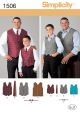 Husky Boys and Big and Tall Mens Vests Simplicity Pattern No. 1506. Size S-5XL.