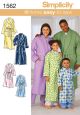 Childs, Teens and Adults Robe and Belt Simplicity Pattern No. 1562. Size XS-XL.
