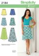 Misses Skirts Simplicity Pattern 2184.