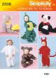 Toddlers Animal Costumes Simplicity Pattern No. 2506. Age 6 months to 4.