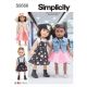 18 Inch Doll Clothes Simplicity Sewing Pattern 9566. One Size.