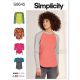 Misses Knit Tops Simplicity Sewing Pattern 9645. Size XS-XXL.