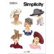 Misses Hats in Five Styles Simplicity Sewing Pattern 9834. One Size.
