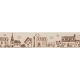 Bowtique Village Print Natural Cotton Ribbon. 15mm x 5m Roll. Brown and Natural.