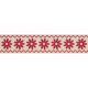 Bowtique Zigzag Flower Print Natural Cotton Ribbon. 15mm x 5m Roll. Red and Natural.