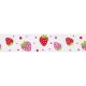 Bowtique Strawberry Print Grosgrain Ribbon. 20mm x 5m Roll. Pink, Red and White.