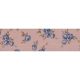 Bowtique Rose Print Grosgrain Ribbon. 22mm x 5m Roll. Blue, Brown and Pink.